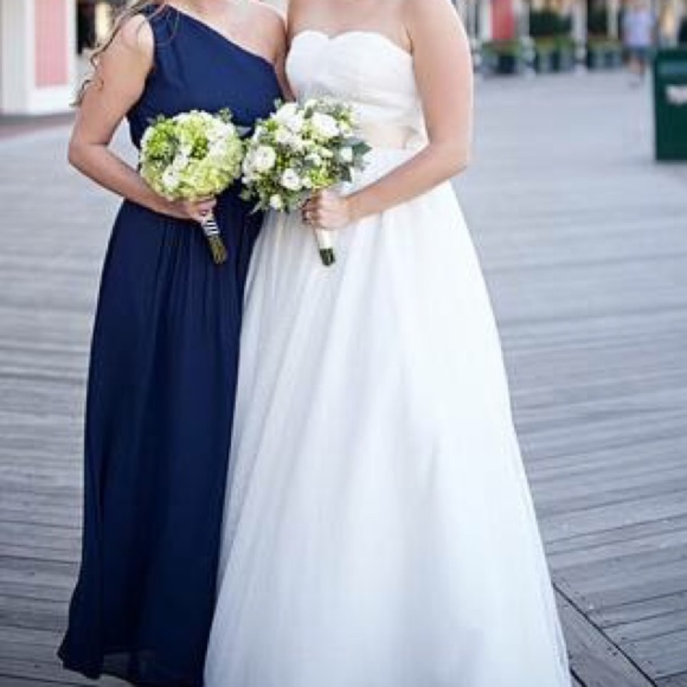 Navy one shoulder maxi